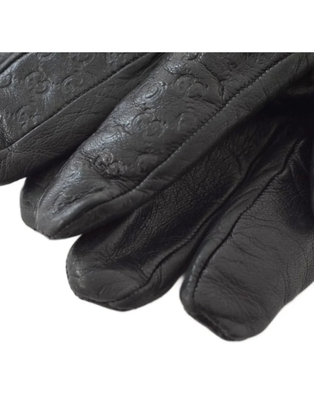 Gucci GG Leather Gloves Sheepskin Black